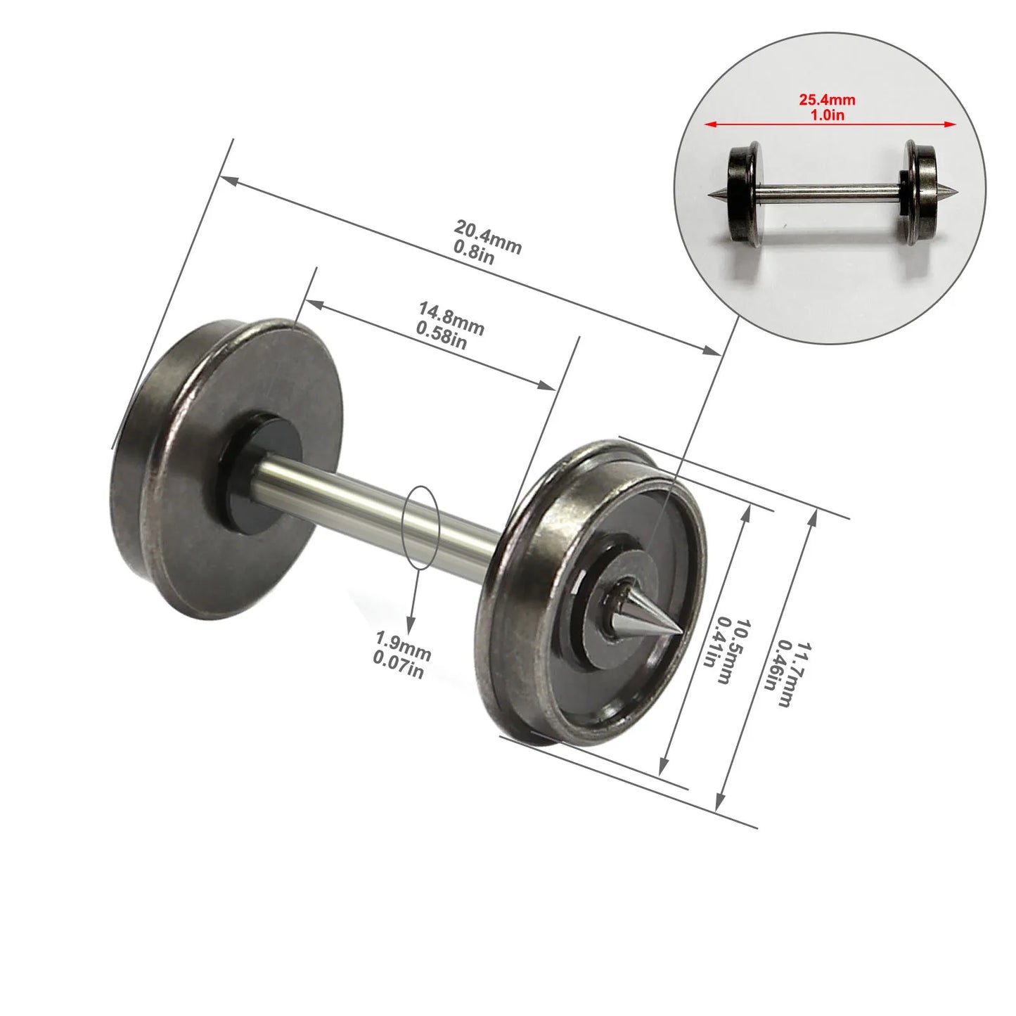 Evemodel Trains Part 12pcs HO Scale 1:87 36" Wheel sets Metal DC Wheels Metal Axles C8721