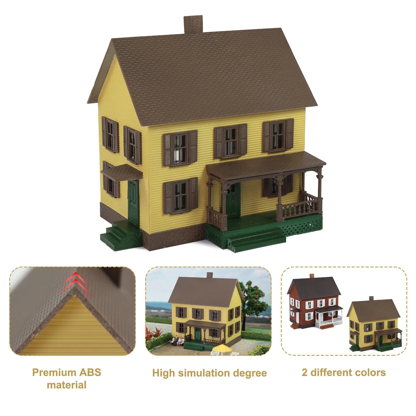 Evemodel HO Scale Model Village House 1:87 Assembled Painted Building with Porch JZ8709Y