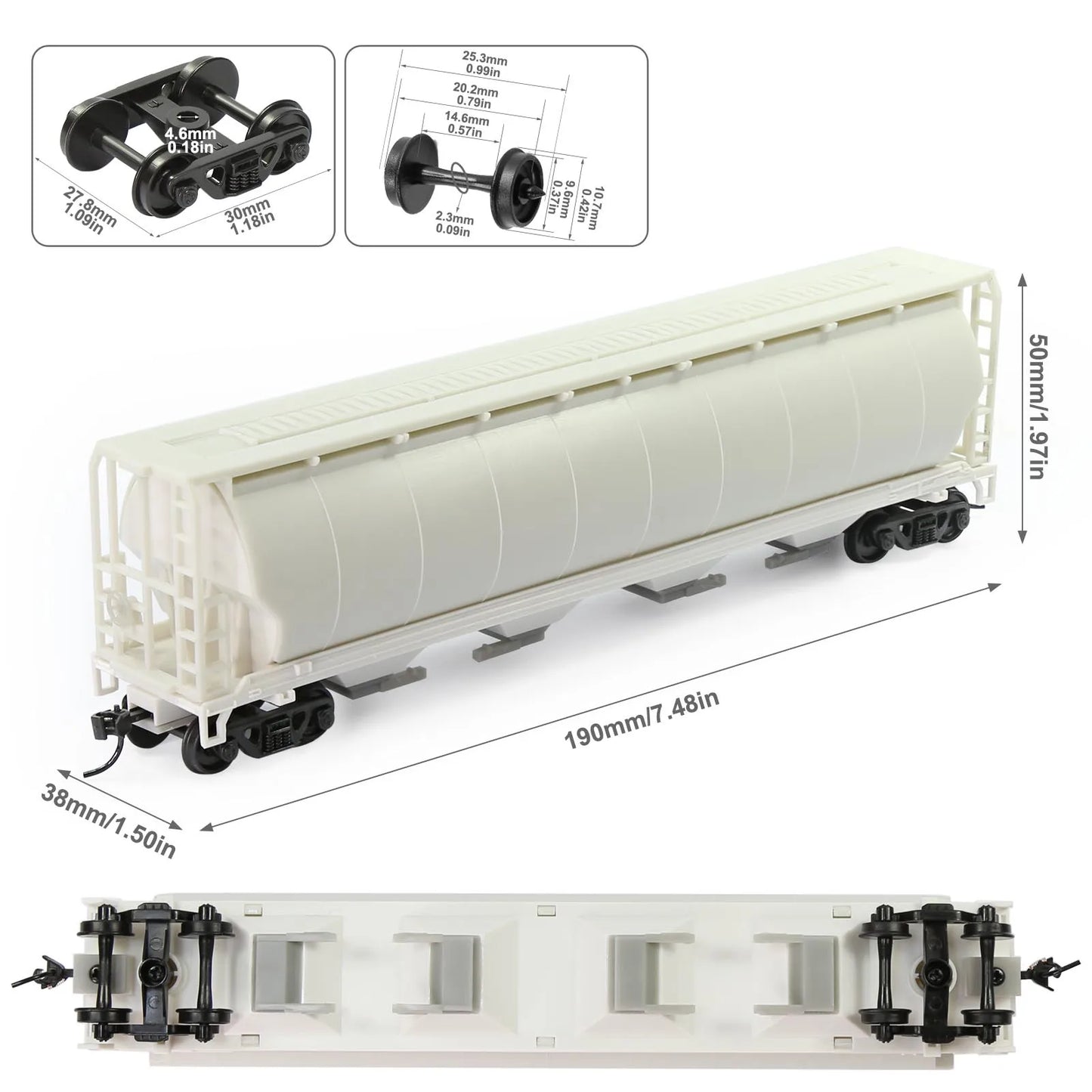 Evemodel 1pc HO Scale Covered Cylindrical Grain Hopper Unassembled Blank 1:87 Model Wagon C8744JJ