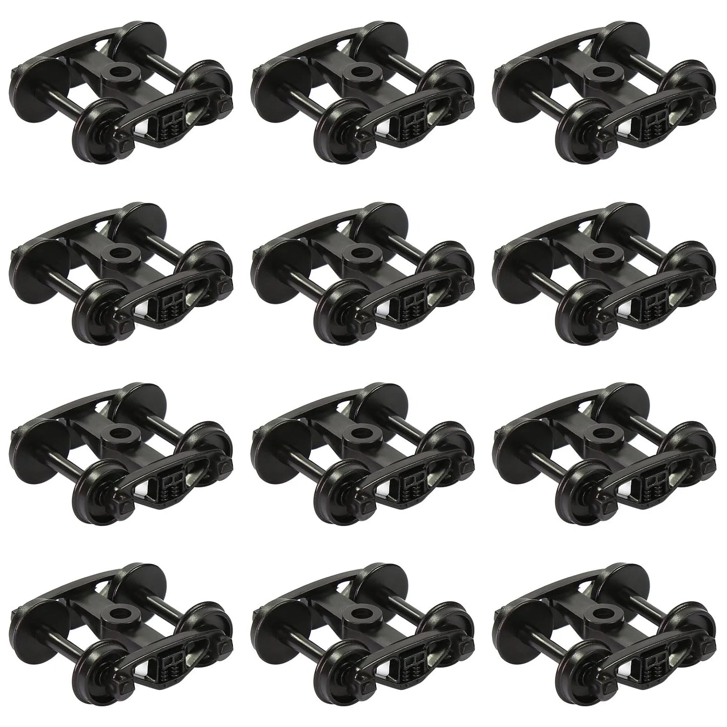 Evemodel 12pcs Model Railroad HO Scale 1:87 Bearing Truck with 33" Plastic Wheels 2-Springs Bogies