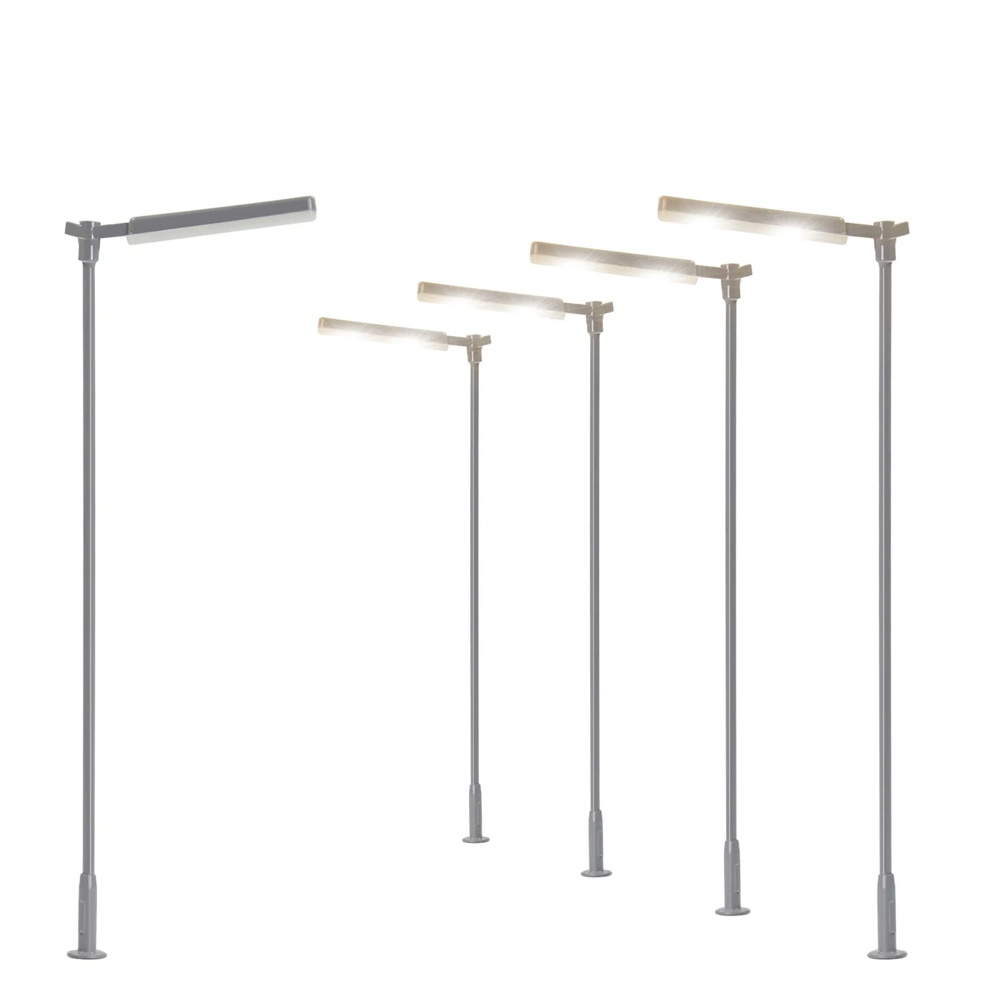 Evemodel 5pcs Model Train HO Scale 1:87 Metal Platform Lamp Street Light Warm White LEDs Shade LD05HOWMGr