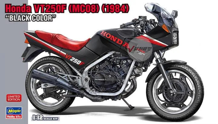 Hasegawa 21755 Plastic Model 1/12 Scale Honda VT250F MC08 1984 Black Color Motorcycles for Modelling Hobby Collection DIY