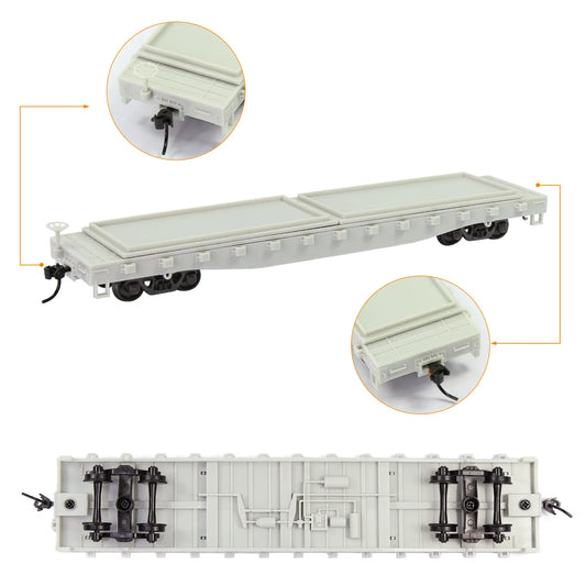 1pc HO Scale Flat Car 52' Unassembled Blank 1:87 Model Wagon with Shipping Container Cargo C8741JJ