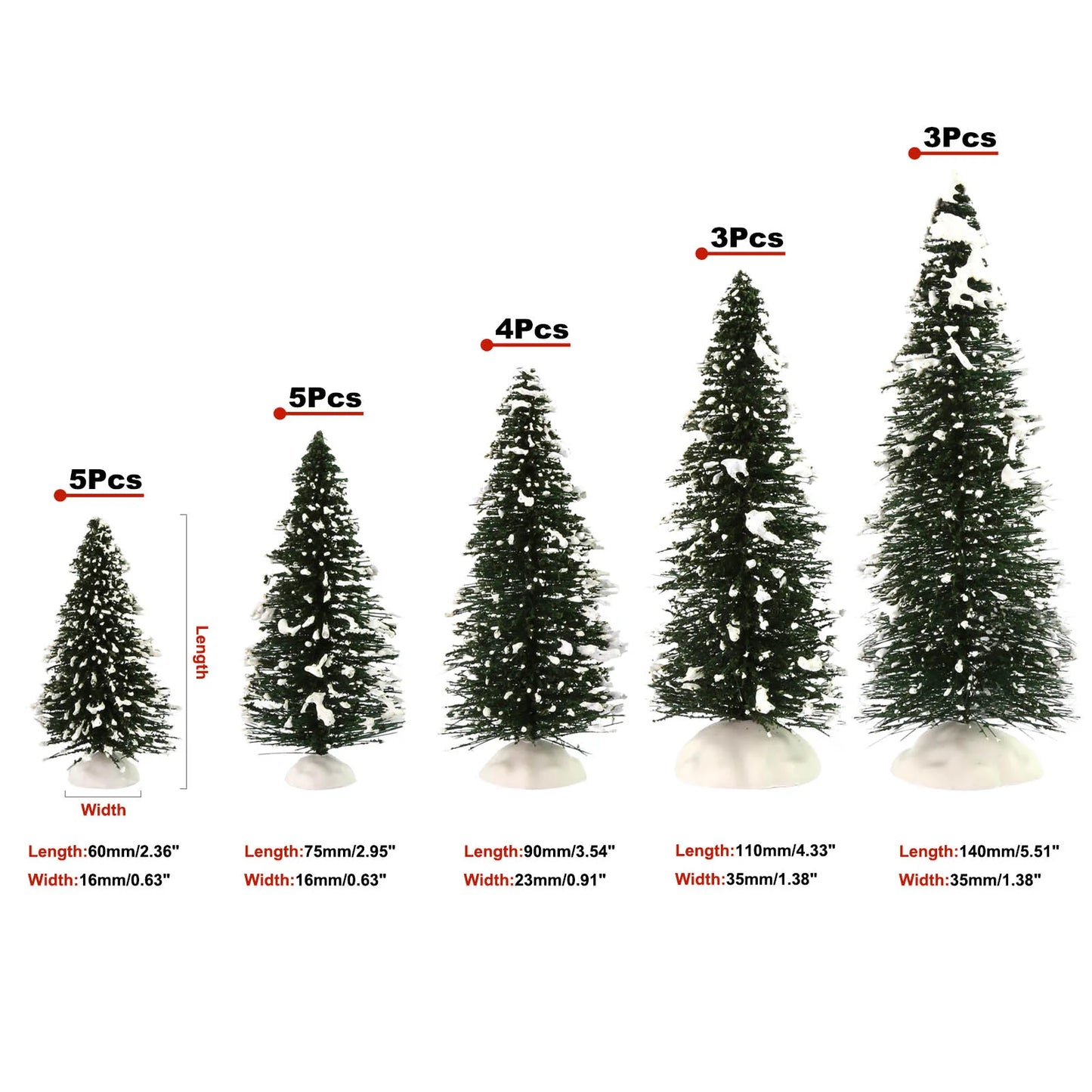 Evemodel Mini Xmas Pine Trees Covered Snow Snowy Pine Trees for OO HO N Scale Model Christmas Layout XS0804