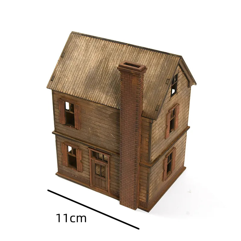 1/72 Scale Wooden House Assembly Puzzle Model Kit for DIY Home Decor