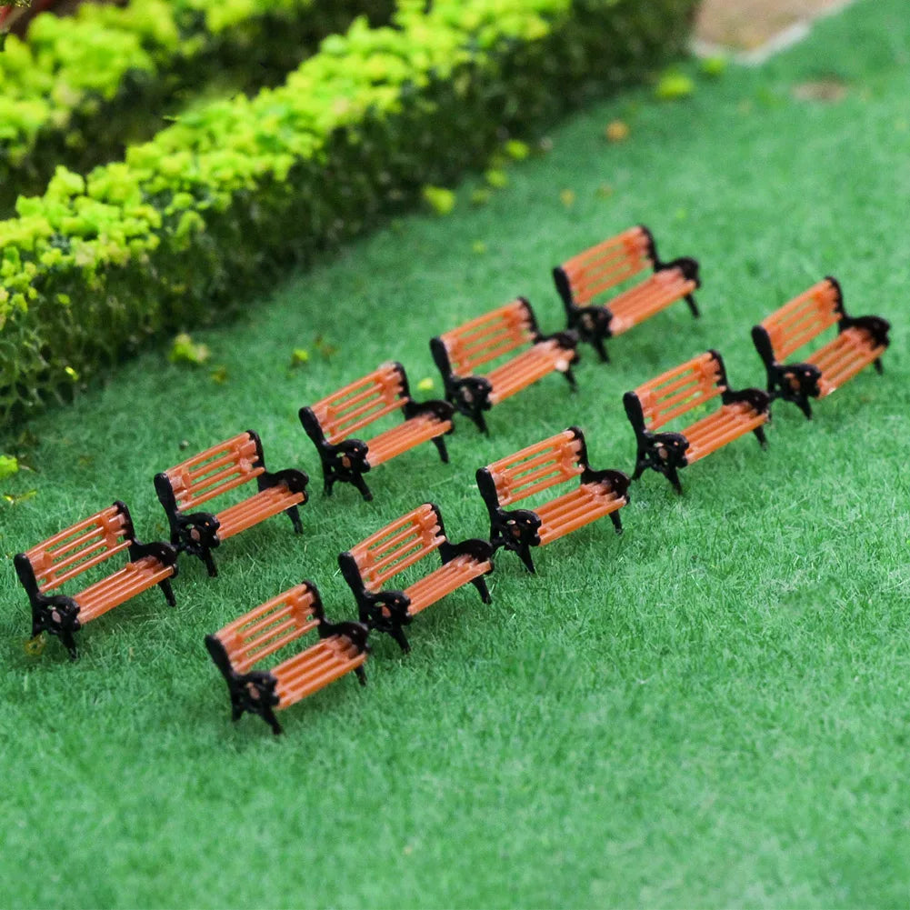 Evemodel 10pcs Model Trains Layout G O HO TT N Scale Model Bench Chair Settee for Park Garden Diorama