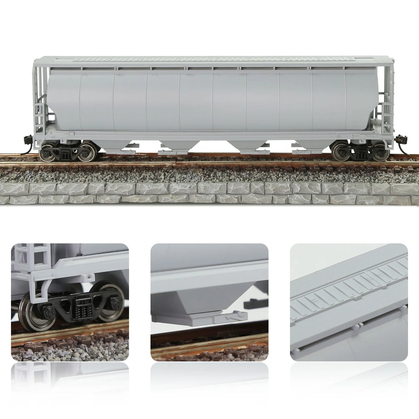 Evemodel Wagon Model Trains HO Scale 1:87 4-Bay Covered Grain Hopper Car C8744