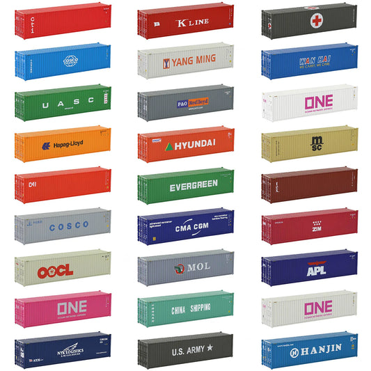 Evemodel 3pcs Same Logo HO Scale 1:87 40ft Shipping Containers 40' Cargo Box Different Road Name C8746