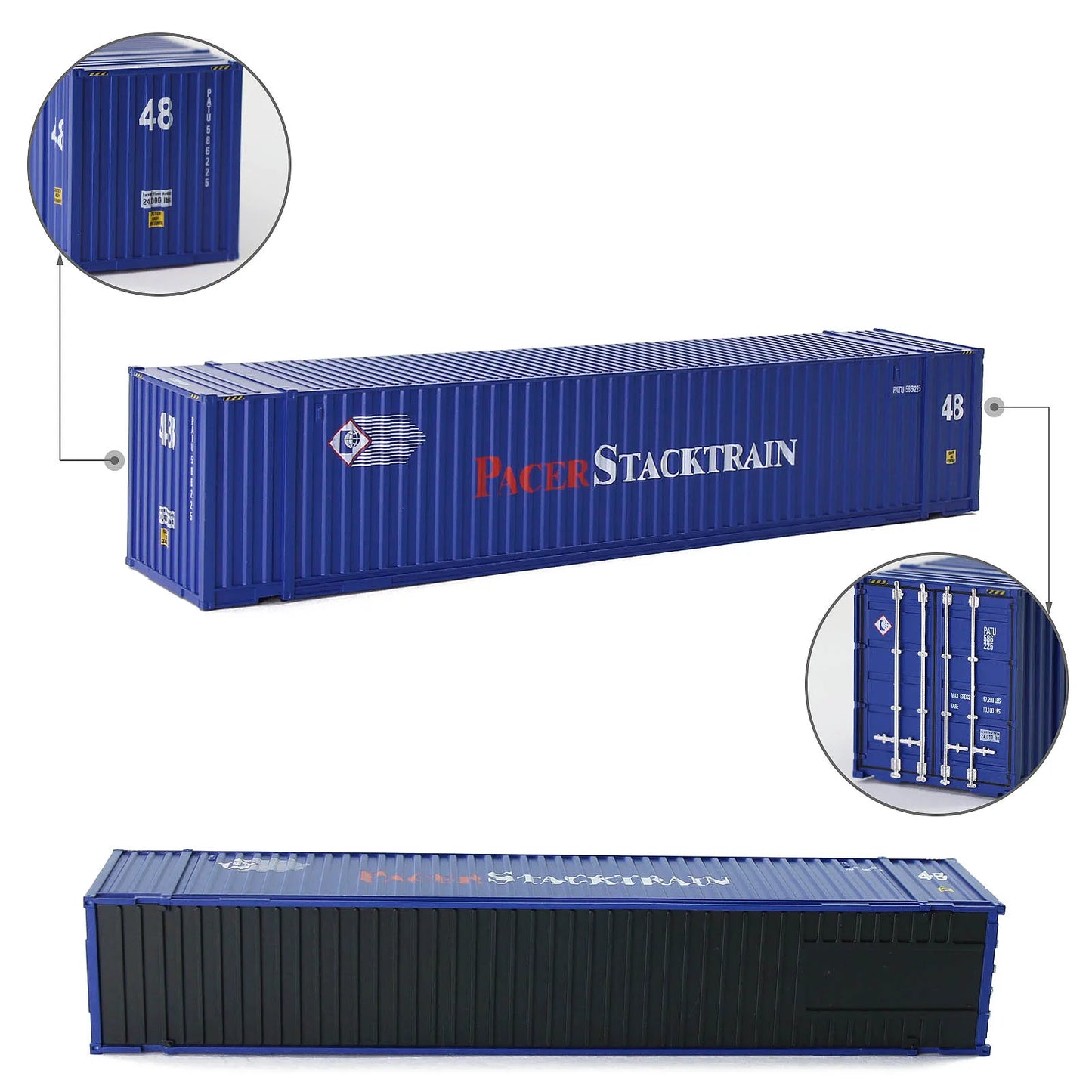 Evemodel 3pcs HO Scale 1:87 48' Container 48ft Shipping Container Cargo Box C8748