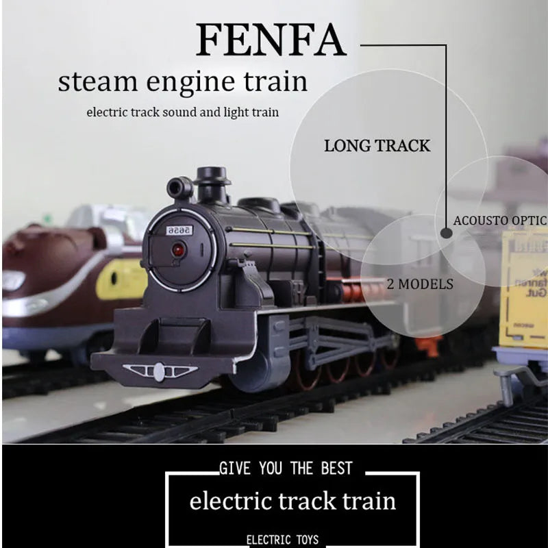 Electric Classical Mornden Train Toy Set for Children, Whistle Car,Railway Tracks, Locomotive Engine Model, Educational Boy Game