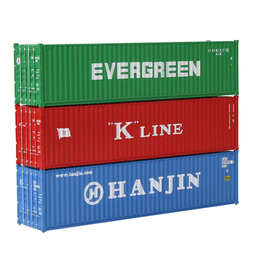 Evemodel 3pcs Different Logo HO Scale 40ft Containers 1:87 40' Shipping Cargo Box C8746