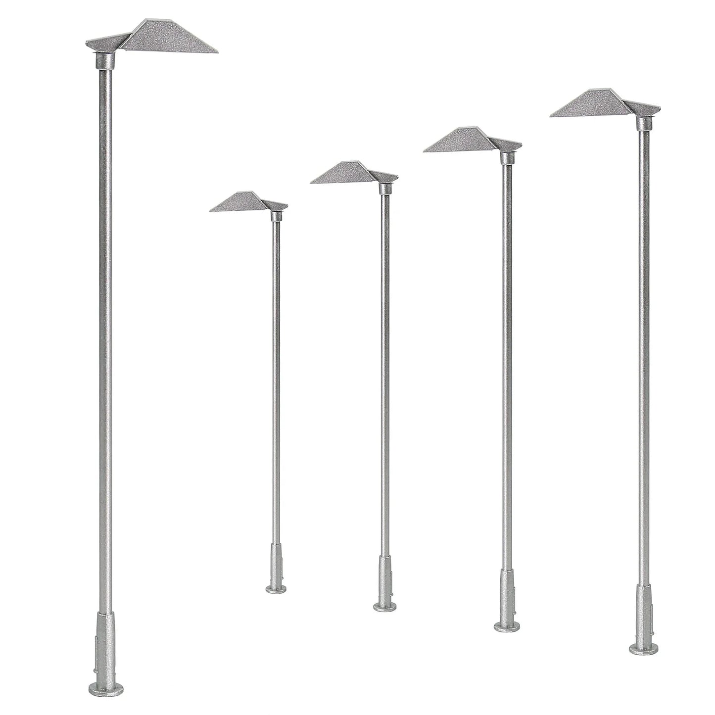 LD01HOWMSi Evemodel 5pcs Model Trains HO Scale 1:87 Street Light Warm White LED Metal Silver Lamps