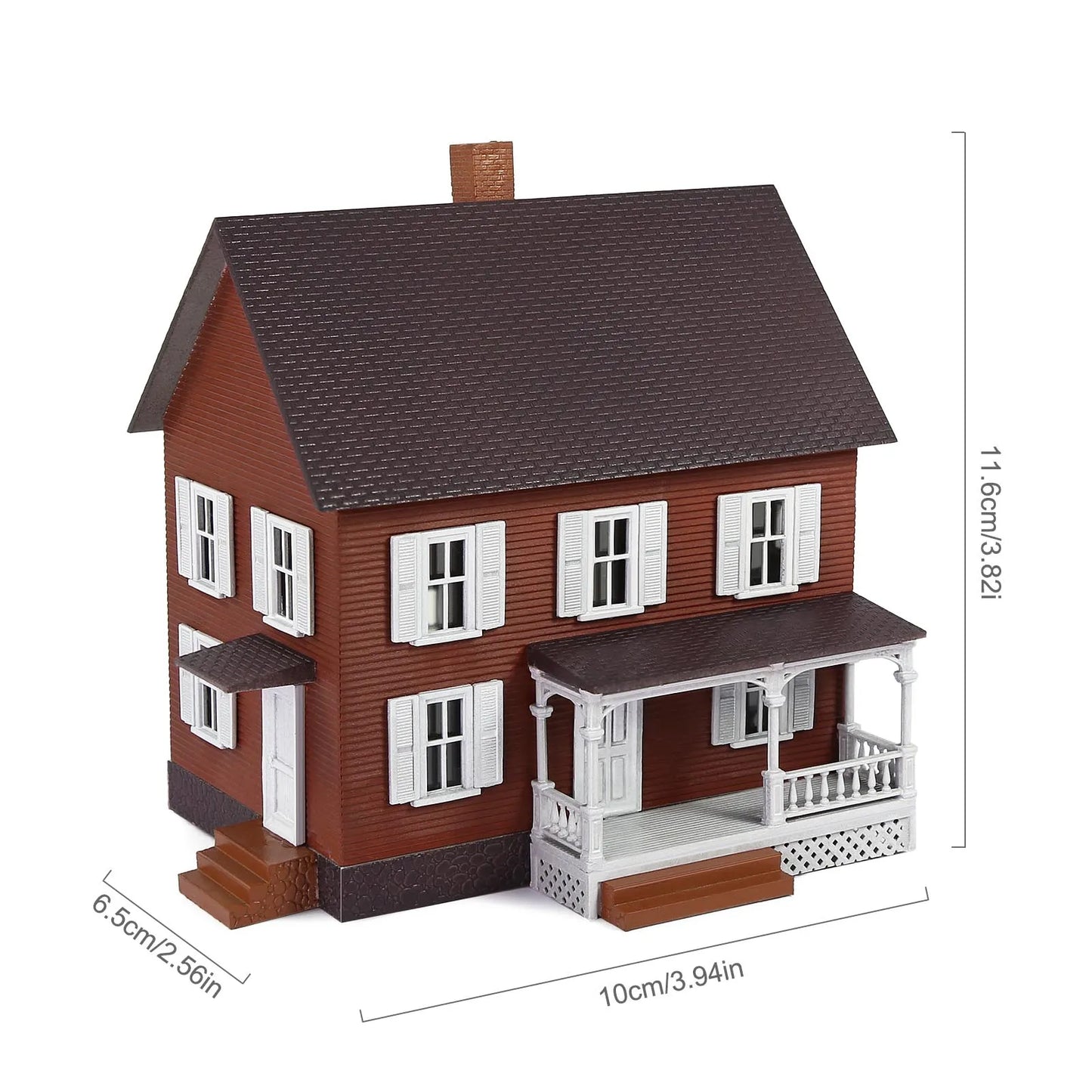 Evemodel HO Scale Model Village Farm House Two-story Building with Porch JZ8709R