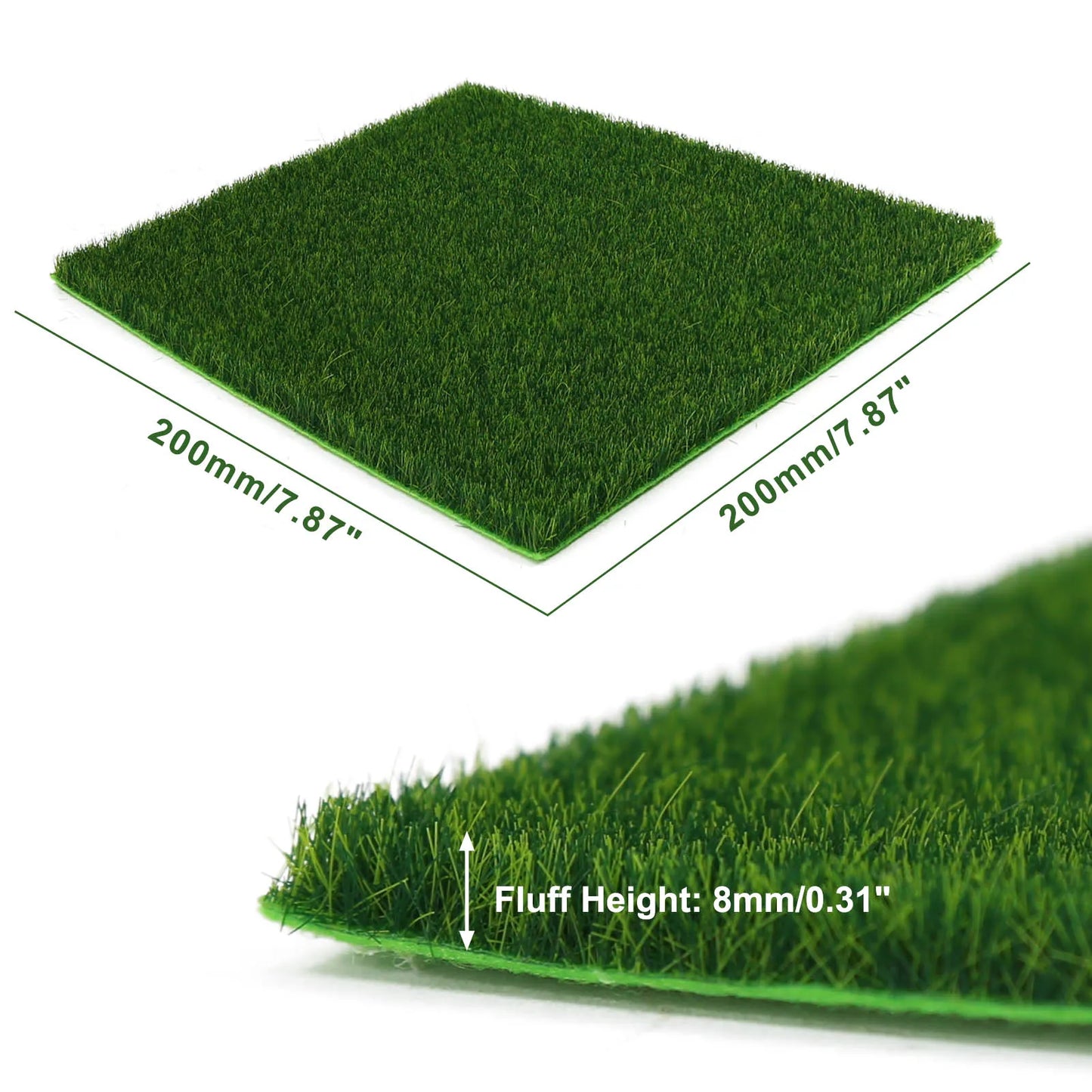 Evemodel 1pc 20cm*20cm Square Grass Mat 3mm 5mm 8mm Thick Artificial Lawn Carpet for DIY Project Model Scene Railway Layout