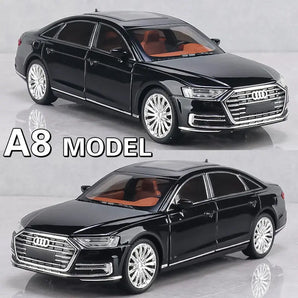 1:24 Audi A8 Diecast Model Car - Alloy Toy Vehicle with Sound & Light - High Simulation, Collectible Car Model for Kids & Adults