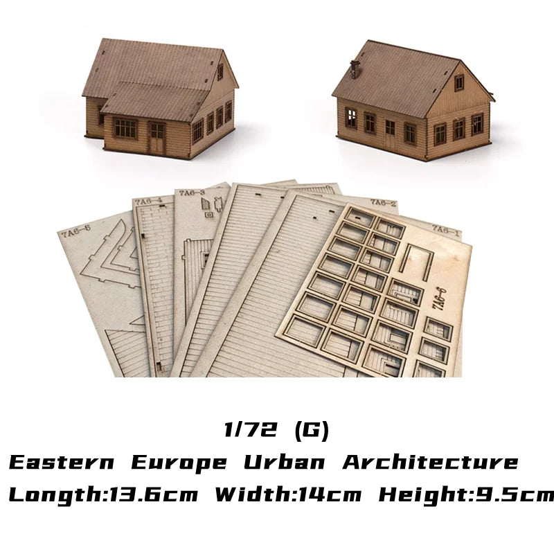 1/72 Scale Wooden House Assembly Puzzle Model Kit for DIY Home Decor