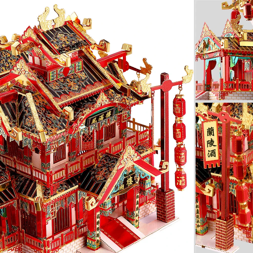 Piececool Model Building Kits Chinese Buildings 3D Metal Puzzles Jigsaw Toys for Teens Creative Gifts for Christmas