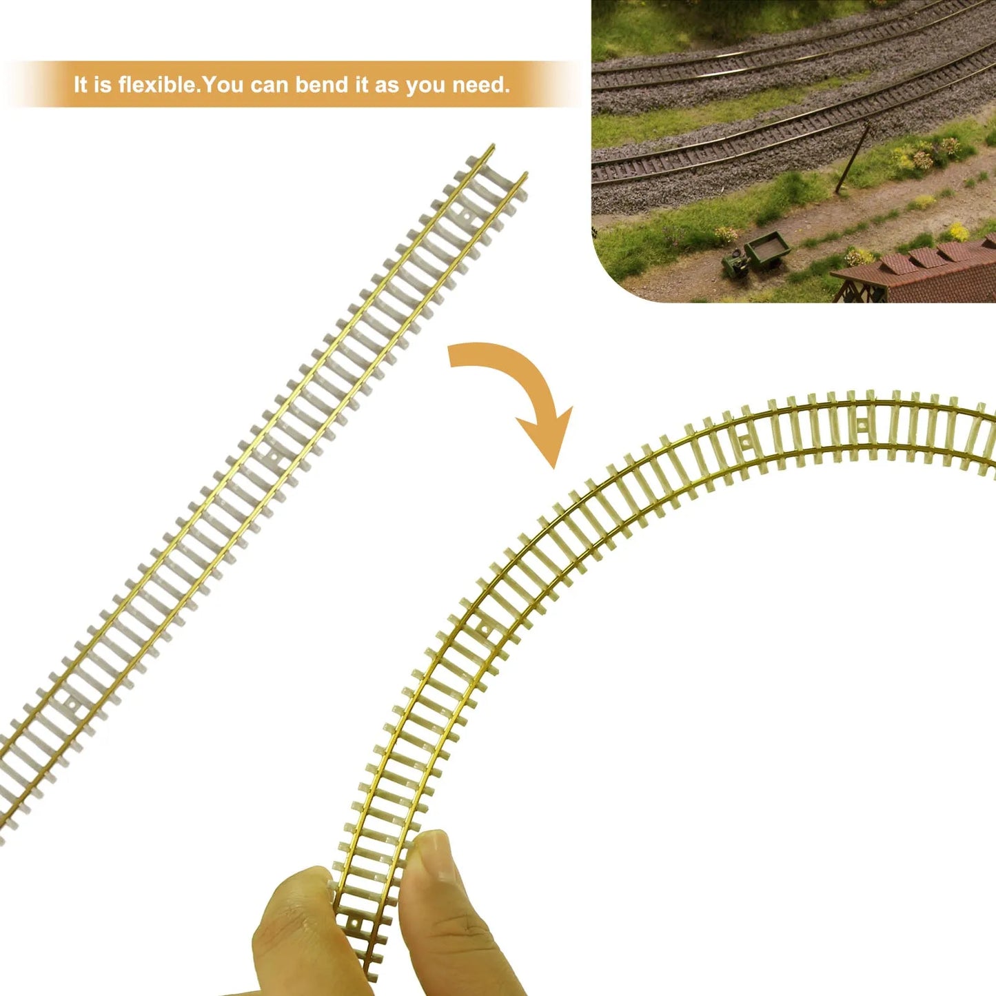 Evemodel 5pcs N Scale 1:160 Railroad Track Flexible Rail 50cm with Rail Joiners Nails HP27N