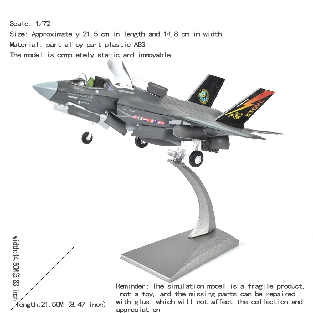 1/72 Scale Diecast Metal  F35B Fighter F-35 Lightning II Aircraft Model Plane