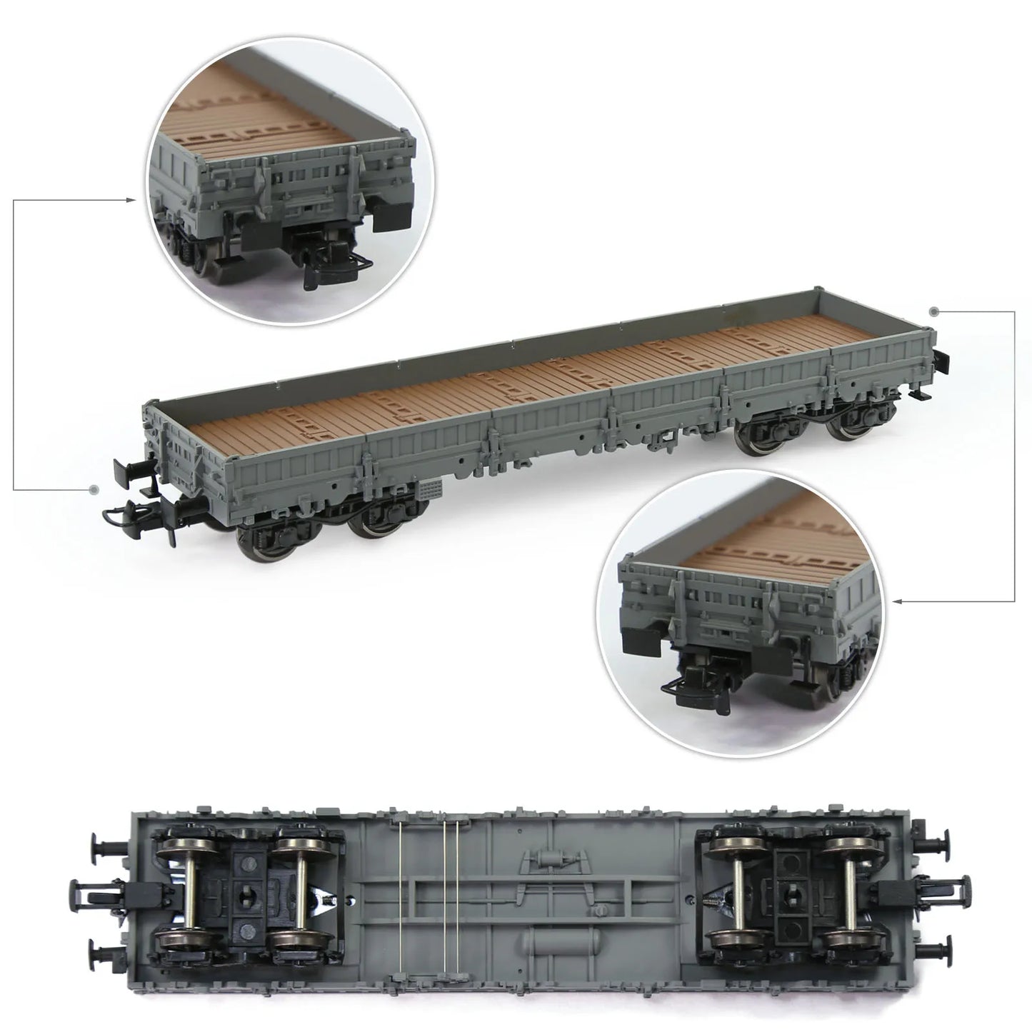 1 Unit Evemodel Trains - Painted Unlettered HO Scale 40' Low-side Car Model Wagon with Metal Wheels C8764