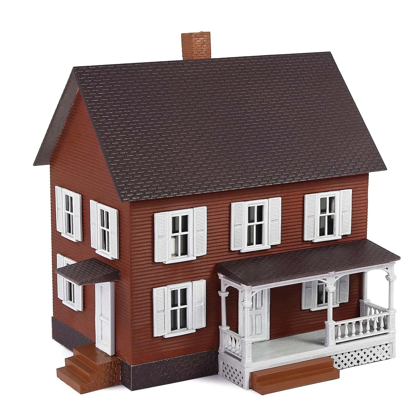 Evemodel HO Scale Model Village Farm House Two-story Building with Porch JZ8709R