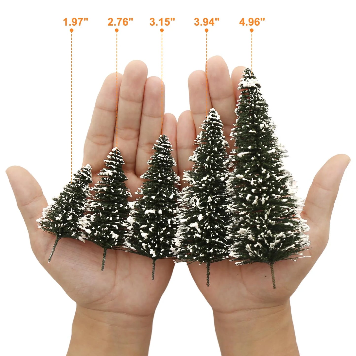 Evemodel Mini Xmas Pine Trees Covered Snow Snowy Pine Trees for OO HO N Scale Model Christmas Layout XS0804