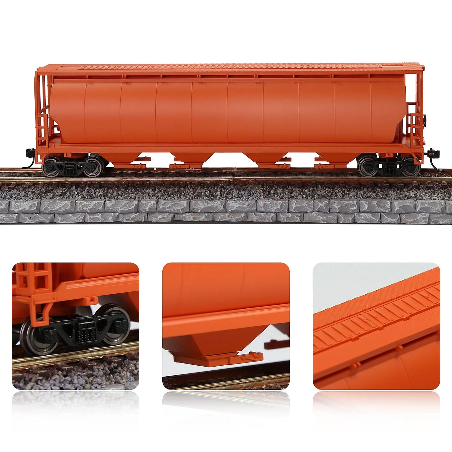 Evemodel Wagon Model Trains HO Scale 1:87 4-Bay Covered Grain Hopper Car C8744