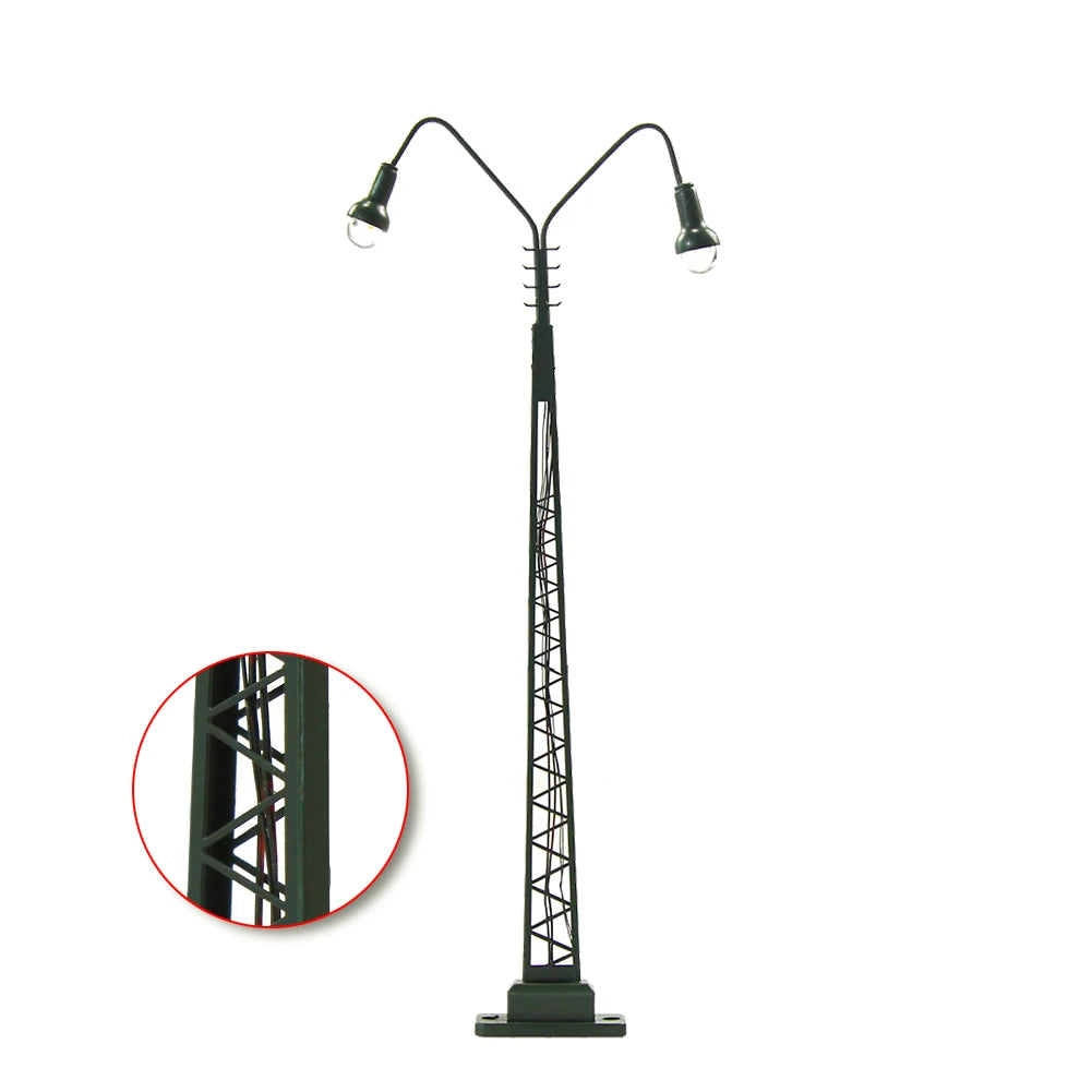 Evemodel 3pcs Model Railway HO Scale 1:87 Two-heads Lights Lattice Mast Lamp Track Light LQS48HO