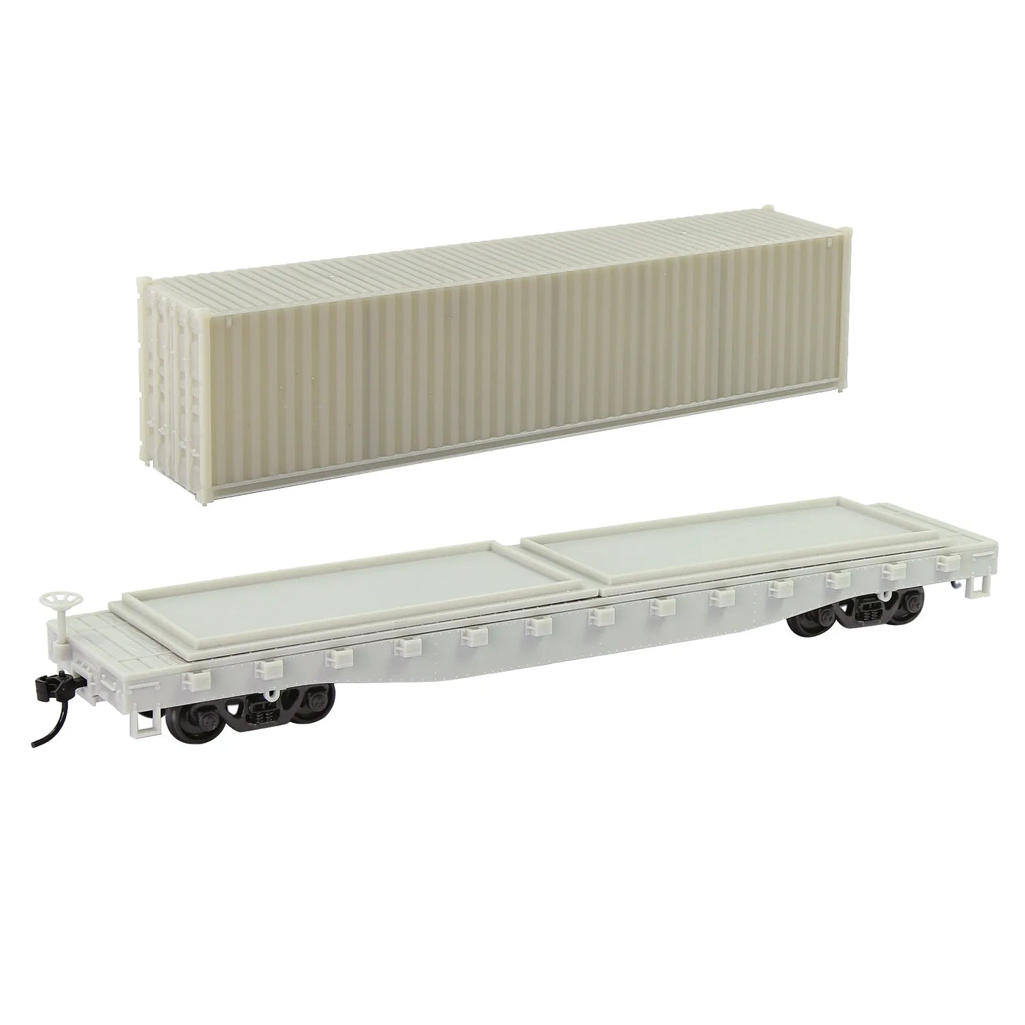 1pc HO Scale Flat Car 52' Unassembled Blank 1:87 Model Wagon with Shipping Container Cargo C8741JJ