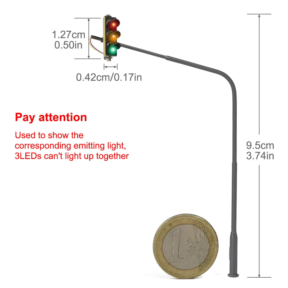 Evemodel HO Scale Hanging Traffic Lights Block Signals Single-sided for Right-hand Traffic (RHT) JTD8711R (Pack of 2)