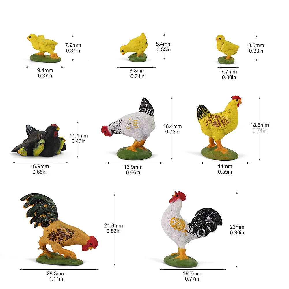 Evemodel 15pcs Model Train Painted O Scale 1:43 Farm AnimalsChicken Duck Goose PVC AN4304