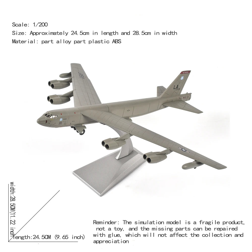 1/200 Scale Alloy Model Diecast Aircraft Model B52 Bomber Military Fighter B-52