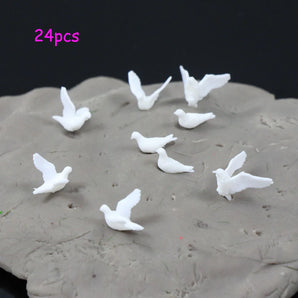 24pcs OO HO Scale 1:75 Plastic Small Toy Pigeon Dove Bird of Peace