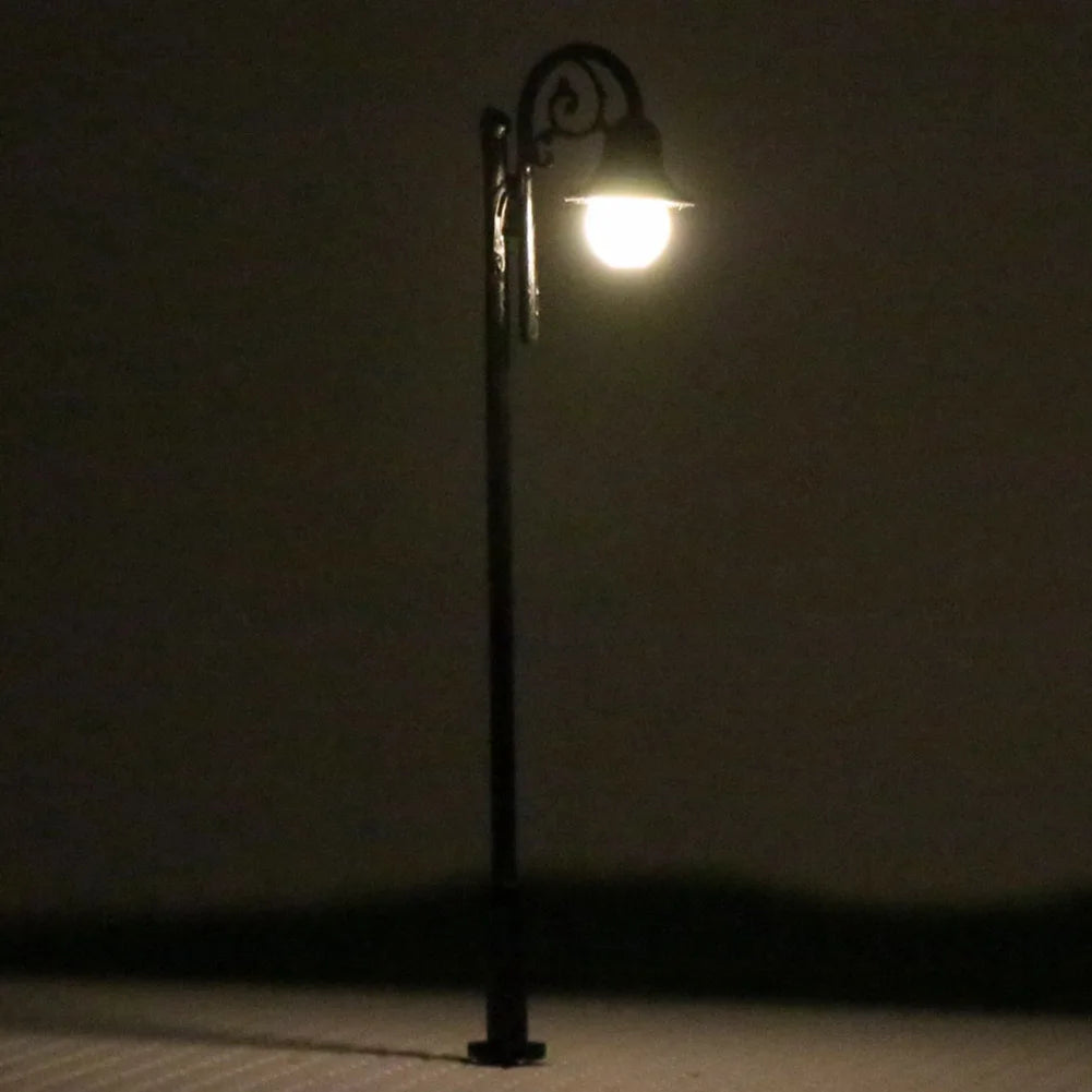 Evemodel 10pcs Model Railway HO Scale 1:87 Lamps Post Street Lights Warm White LEDs 2.65in LYM39