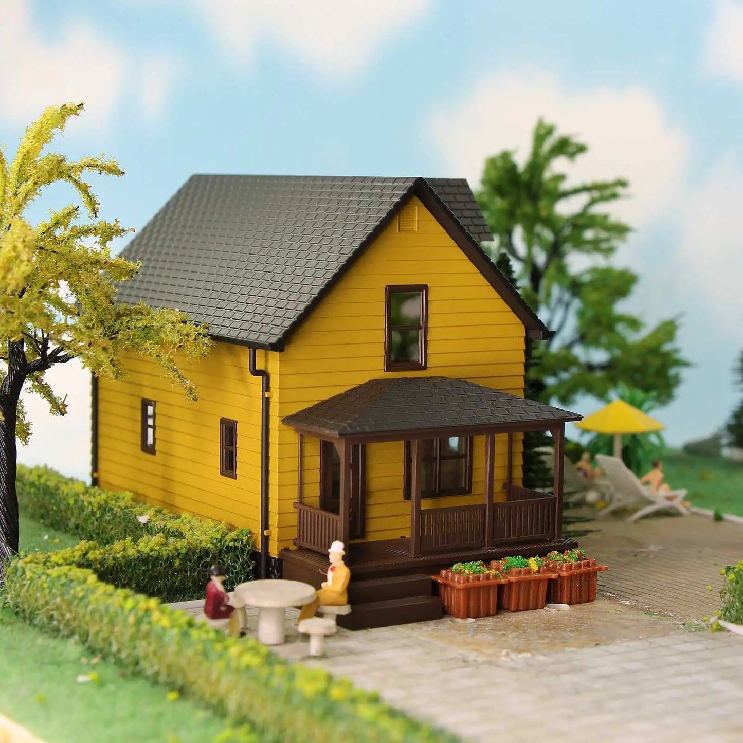 Evemodel  JZHO01 HO Scale 1:87 Model Village House Built Christmas Building Farm House