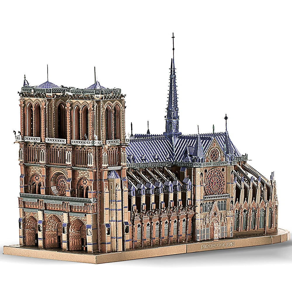 Piececool 3D Metal Puzzle Notre Dame de Paris Model Building Kits DIY Jigsaw Teens Toys for Brain Teaser