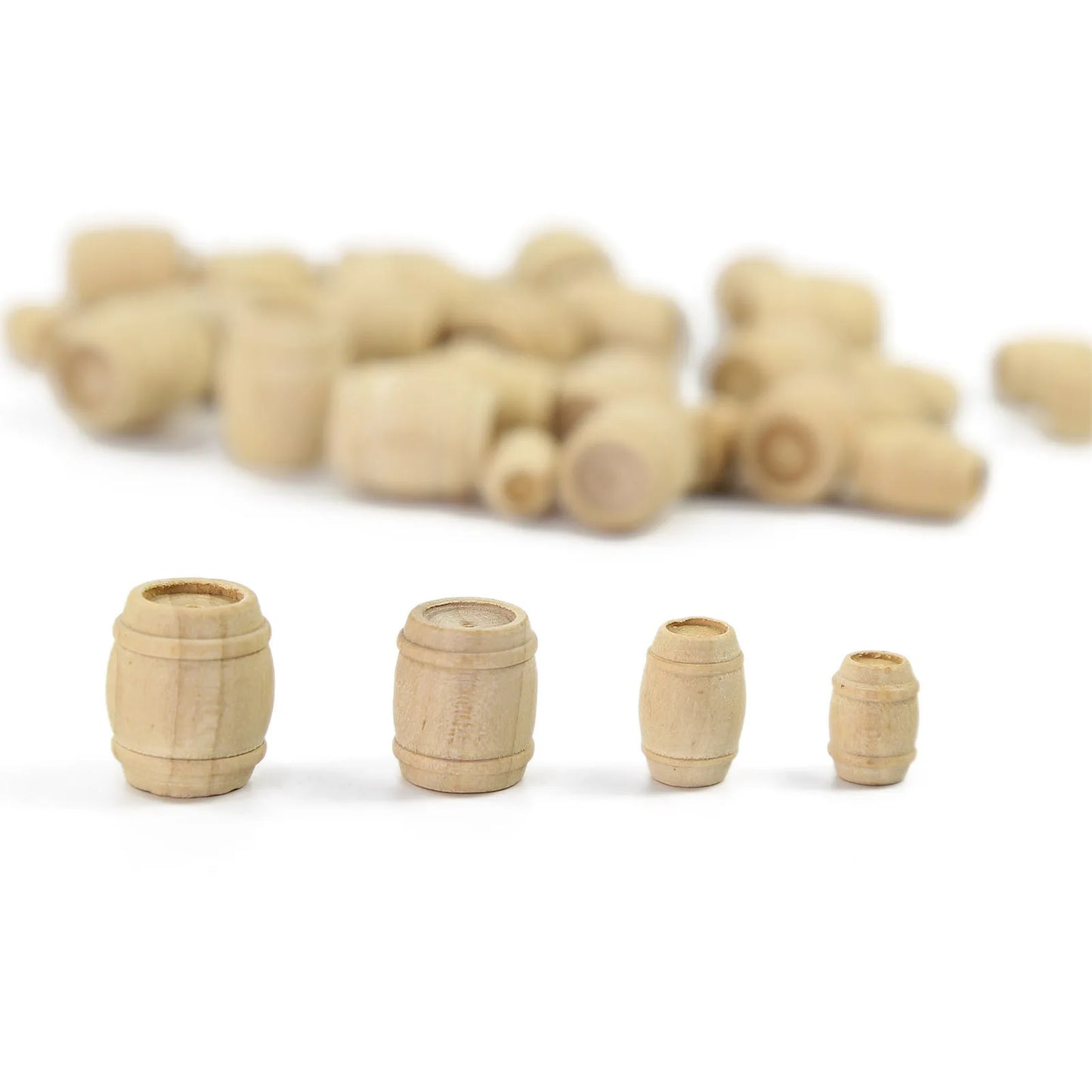 Evemodel 50pcs Model Trains HO OO Scale 1:87 Wooden Wine Barrels Cask Bucket MT001