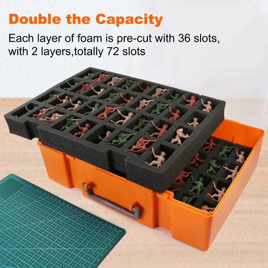 Evemodel Dual-layer Miniature Figurine Suitcase Storage Organizer Carrying Case SN03R