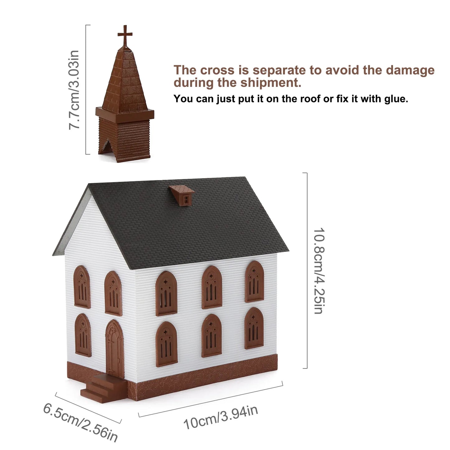 Evemodel HO Scale 1:87 Model Church Assembled Painted 2-Story JZ8706