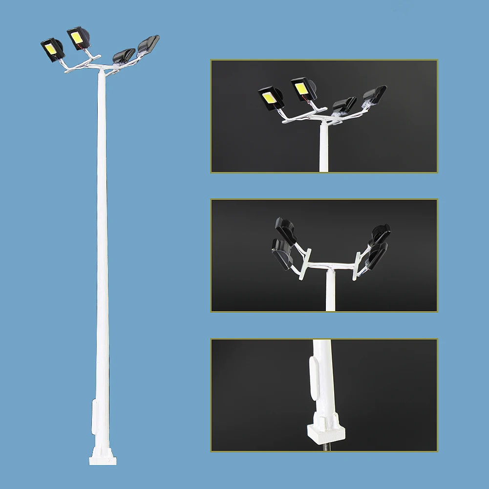 Model Railway HO Scale 1:87 Model Tower Lamps Street Lights 3V with Resistors for 12V  for Garden Playground Stadium Layout