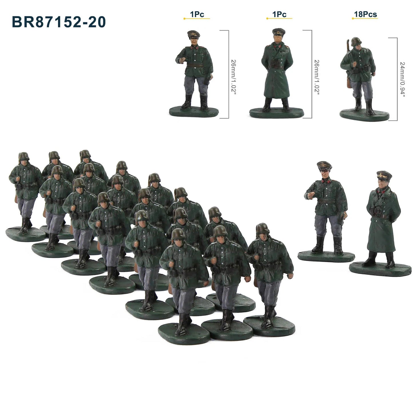 Evemodel HO Scale 1:87 Model Soldiers Officer Military Figures Army Men Armour Infantry