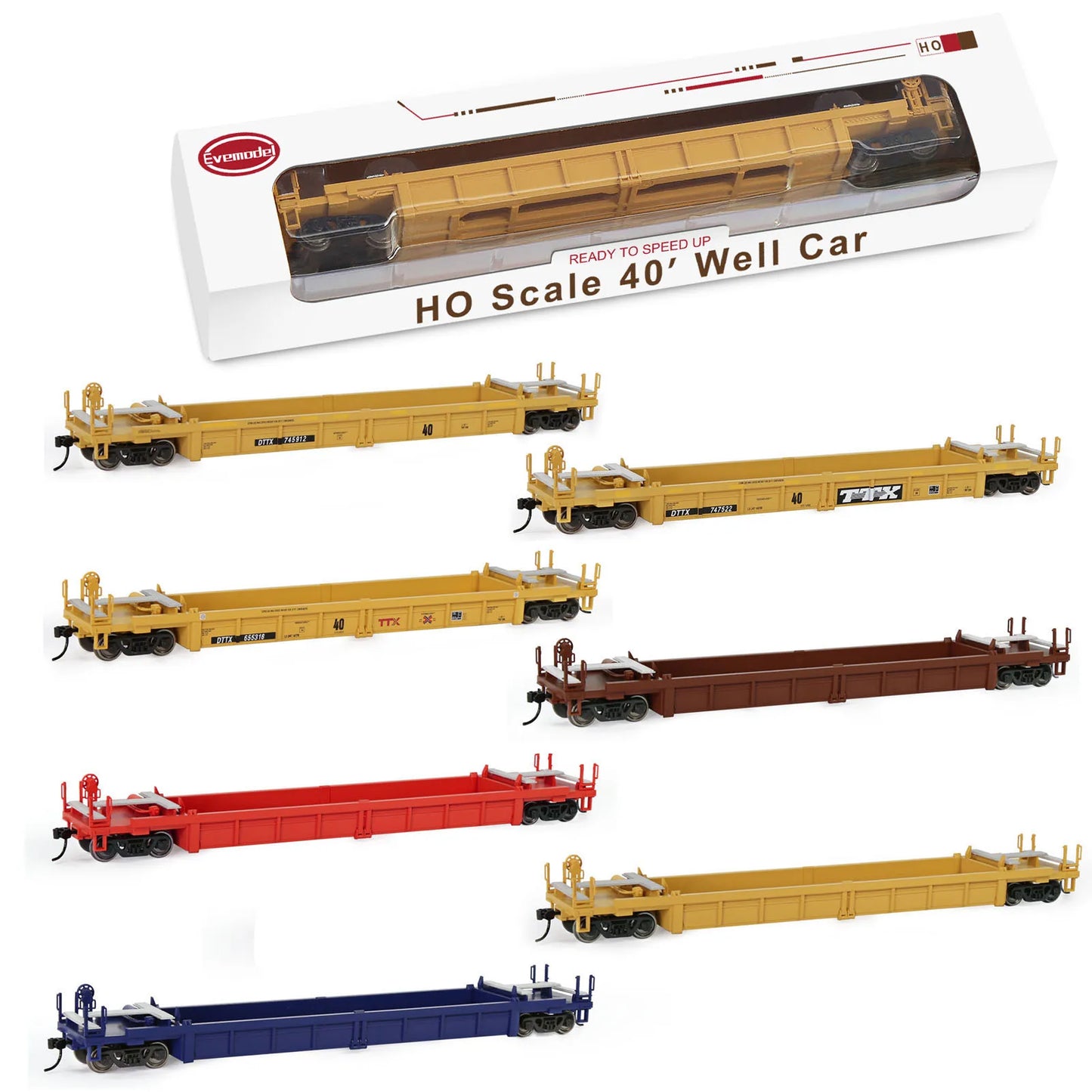 Evemodel 1 Set HO Scale 1:87 Well Car with Container Model Railway Wagons Model Train Freight Car C8749