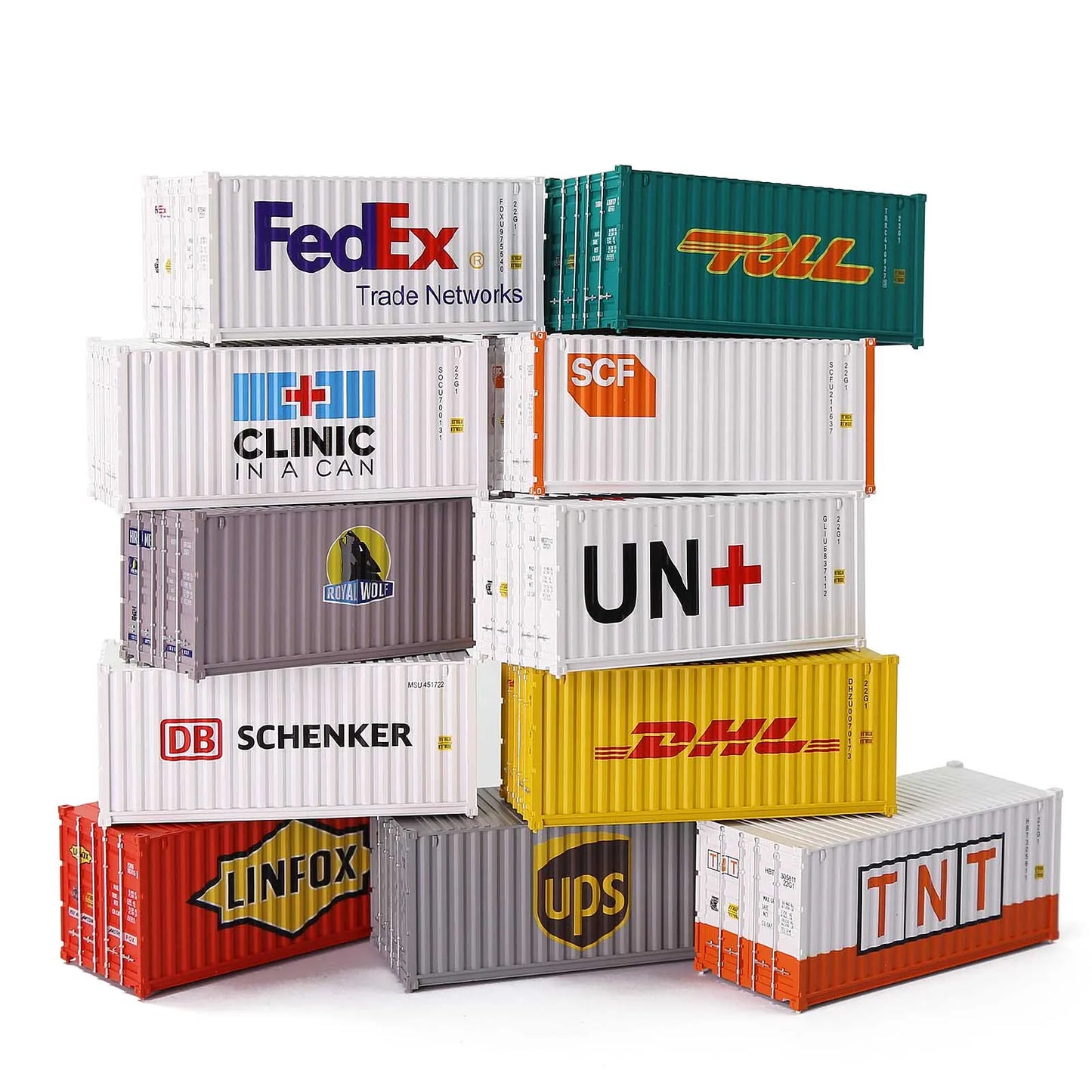 Evemodel HO Scale 1:87 20ft Shipping Container 20' Cargo Box C8726 (Pack of 3) Logistics Series