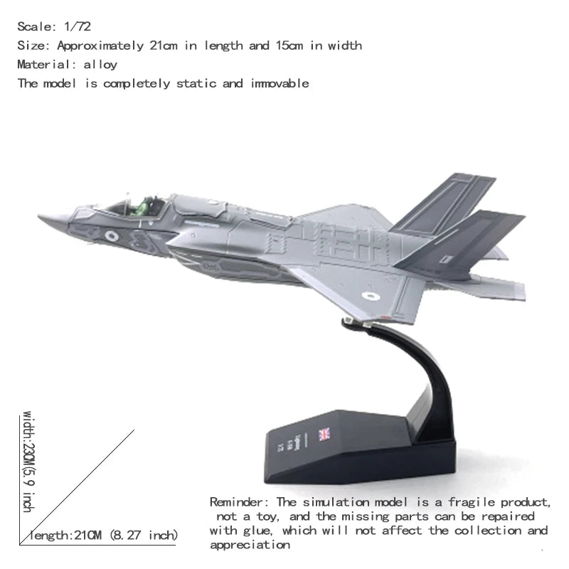 1/72 Scale Diecast Metal F35B Fighter British Air Force F-35B  Aircraft Model Plane