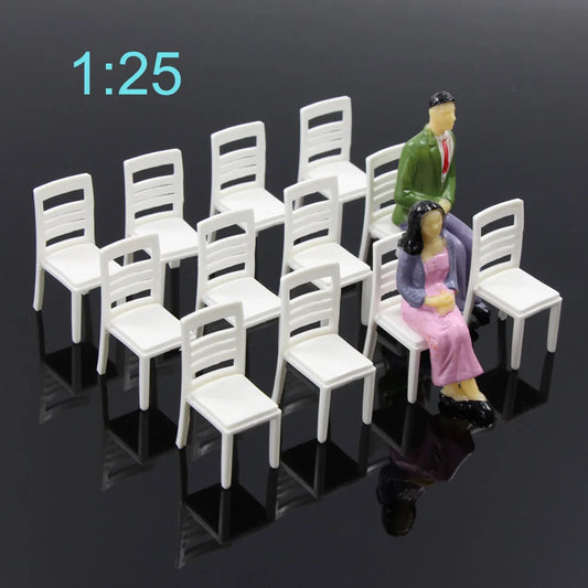 Evemodel ZY15025 12pcs Model Railway Leisure G Scale 1:25 Chairs Settee Bench Scenery