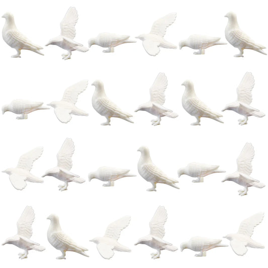 Evemodel GY26050 24pcs O Scale 1:50 Plastic Small Toy Pigeon Dove Bird of Peace