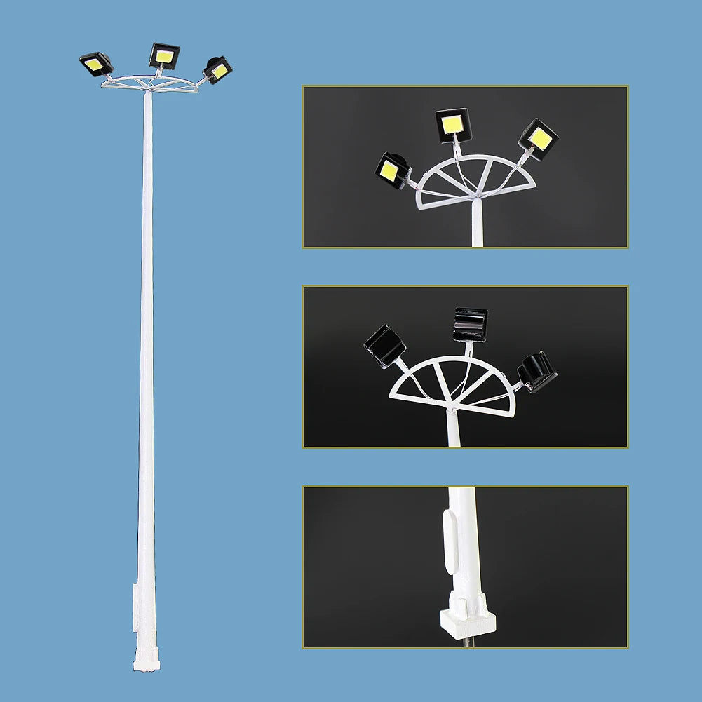 Model Railway HO Scale 1:87 Model Tower Lamps Street Lights 3V with Resistors for 12V  for Garden Playground Stadium Layout