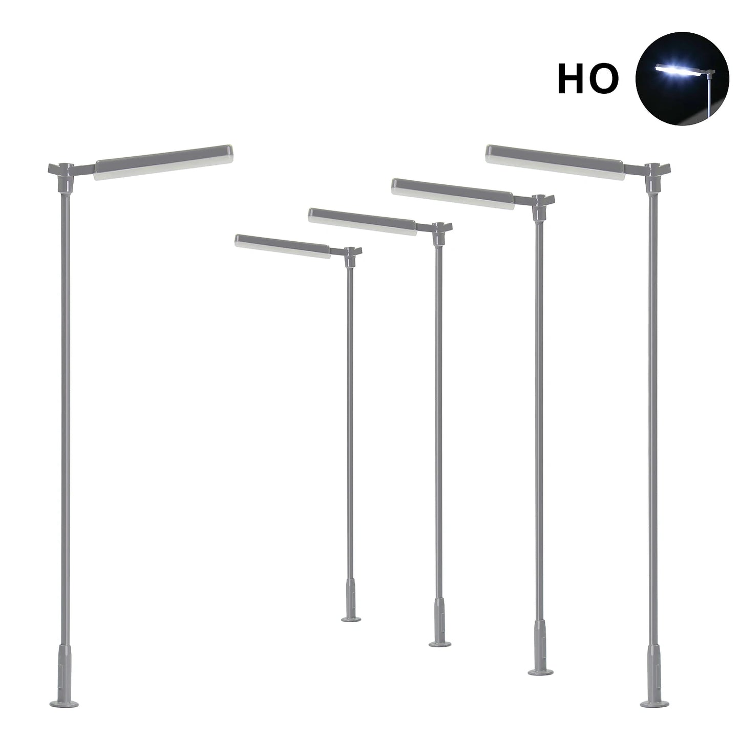 Evemodel Lamps 5pcs HO Scale 1:87 Metal Street Light Bright White LEDs Lamps LD05HOWGr Model Trains