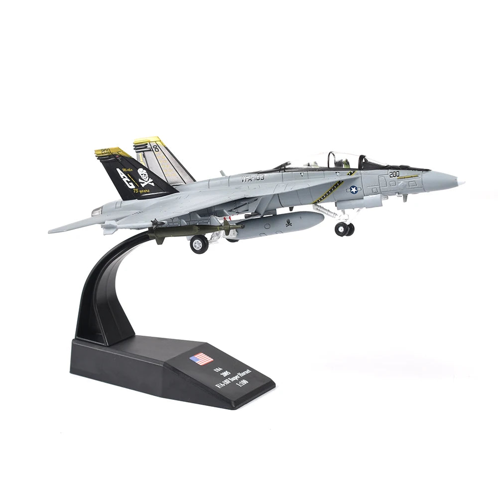 1/100 Scale U.S. Military Model F/A-18F Fighter Diecast Metal Model Bumblebee f18 Jolly Roger Squadron Fighter