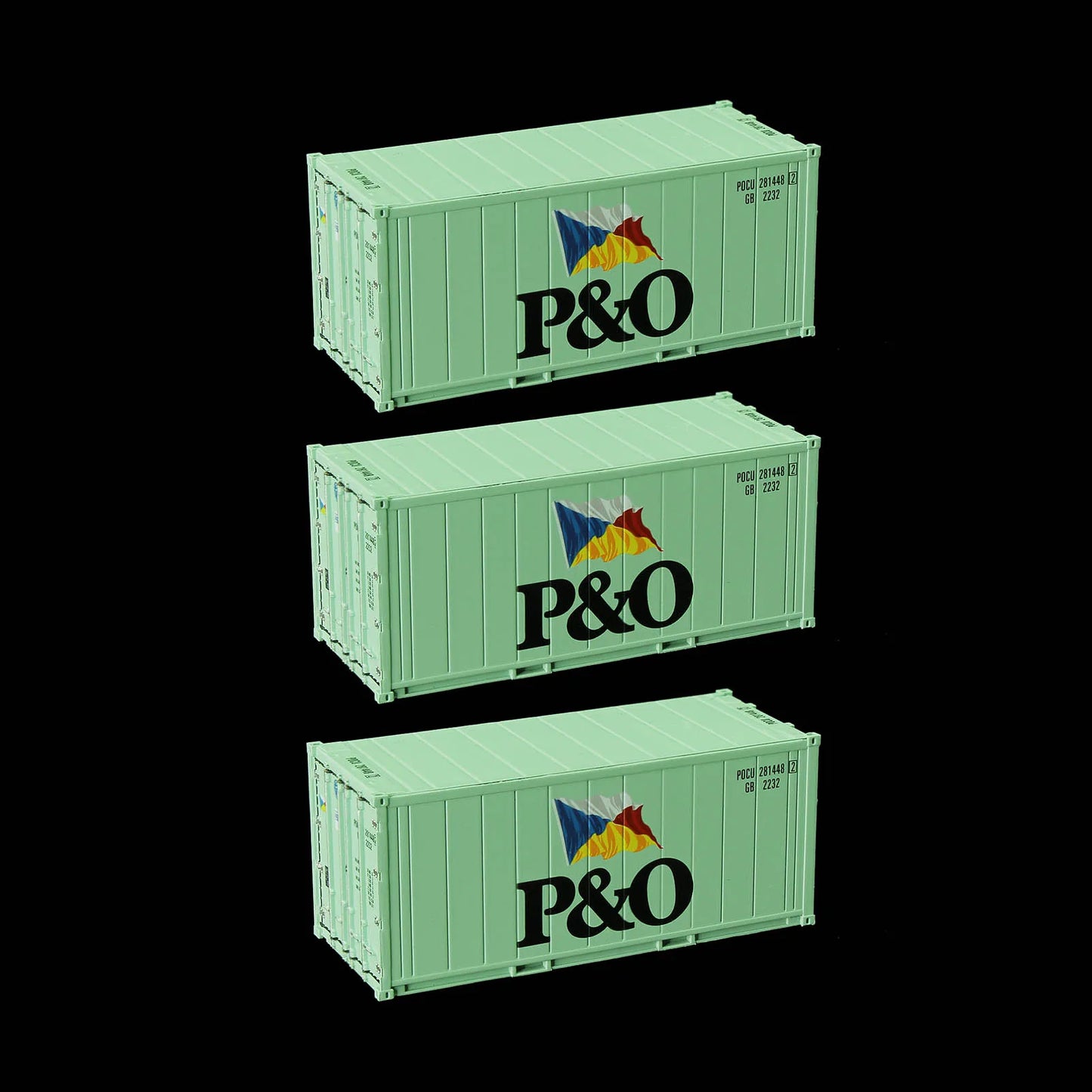 Evemodel 3pcs HO Scale 20ft 1:87 Hi-Cube Refrigerator 20' Reefer Container C8727 Railway Modeling